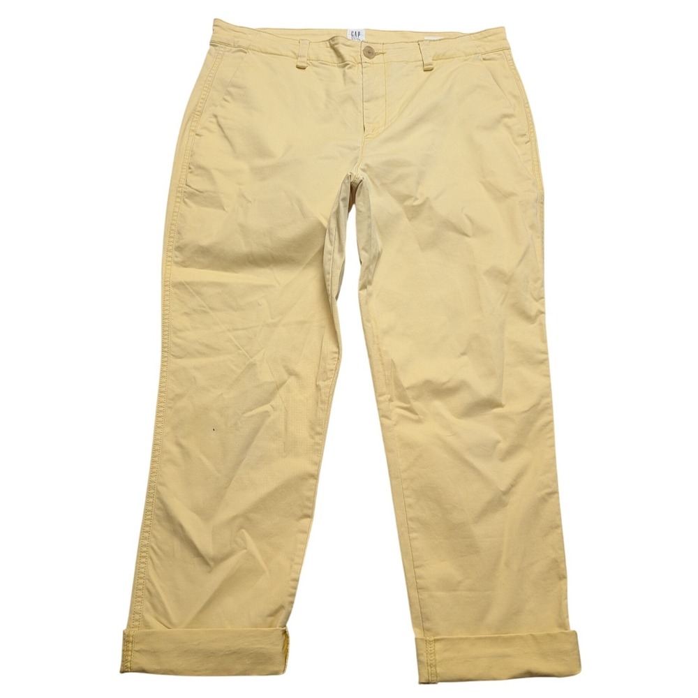 Gap Girlfriend Chino Pants Womens 10 Yellow Cuffed Mid Rise Straight Leg Cotton